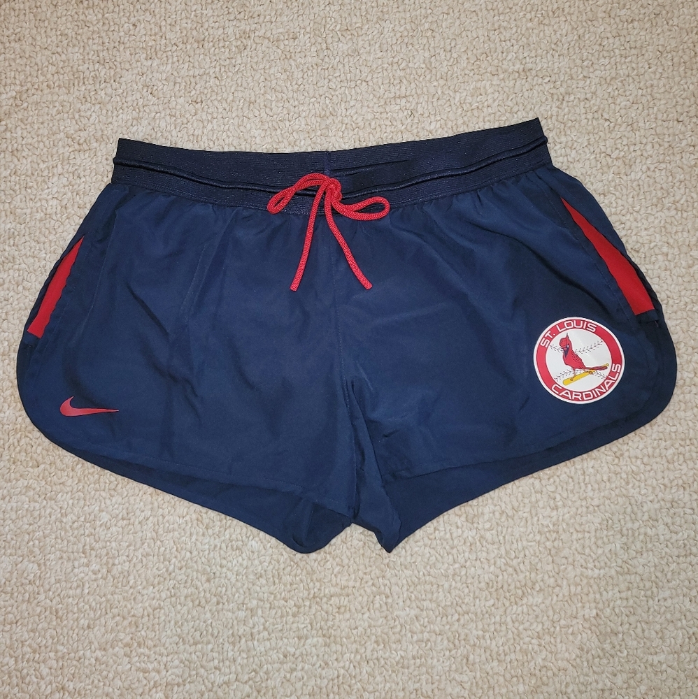 Nike Womens St Louis Cardinals DRI-FIT Cooperstown Navy Blue/Red Size L Shorts.